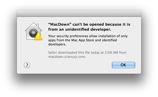 macOS app block warning.